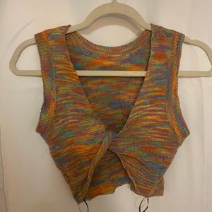 Ruby and Jenna knit sleeveless multi color crop top